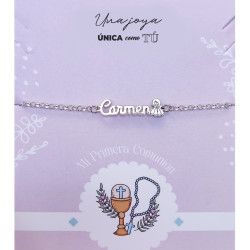 Pulsera Comunión con Nombre Personalizado en Plata de Ley 925mls