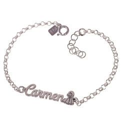 Pulsera Comunión con Nombre Personalizado en Plata de Ley 925mls