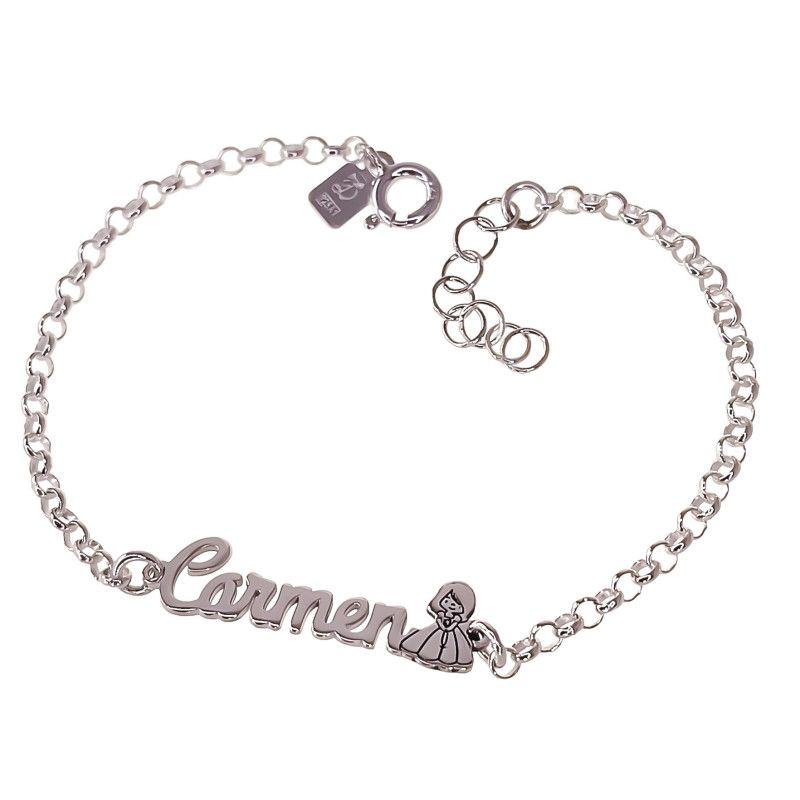 Pulsera Comunión con Nombre Personalizado en Plata de Ley 925mls