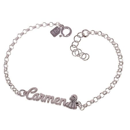 Pulsera Comunión con Nombre Personalizado en Plata de Ley 925mls