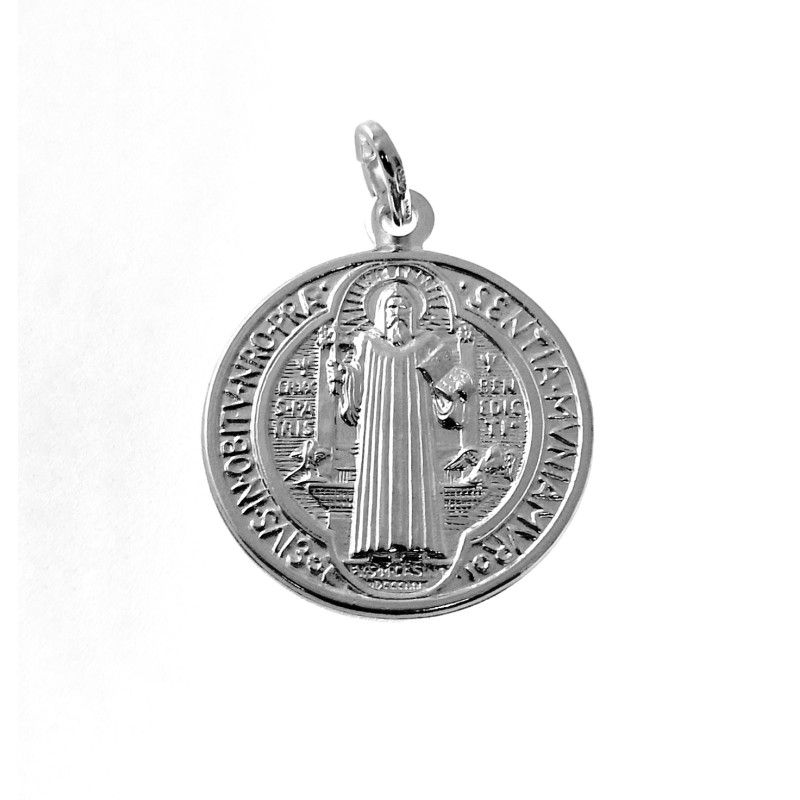 Colgante Medalla de San Benito Protector en Plata de Ley 925mls