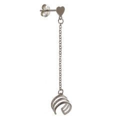 Pendiente Trepador Corazón con Cadena en Plata de Ley 925mls