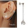 Pendiente Trepador Corazón con Cadena en Plata de Ley 925mls
