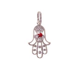 Colgante de Mano de Fátima con Piedra de Color en Plata de Ley 925mls