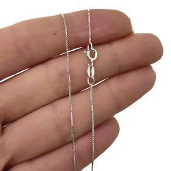 Cadena 50cm Veneciana Cuadrada Rodiada en Plata de Ley 925mls