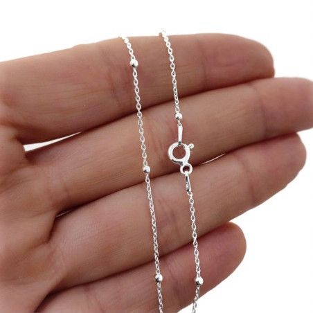Cadena 40cm Forzada Combinada de Bolitas en Plata de Ley 925mls