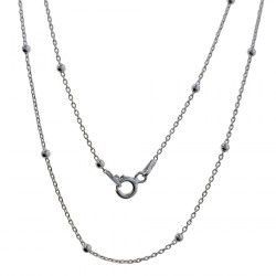 Cadena 40cm Forzada Combinada de Bolitas en Plata de Ley 925mls