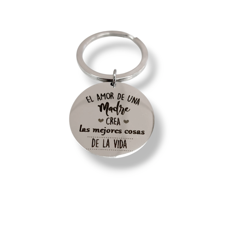 Llavero de Mamá con Mensaje en Acero Plateado Hipoalergénico 316l
