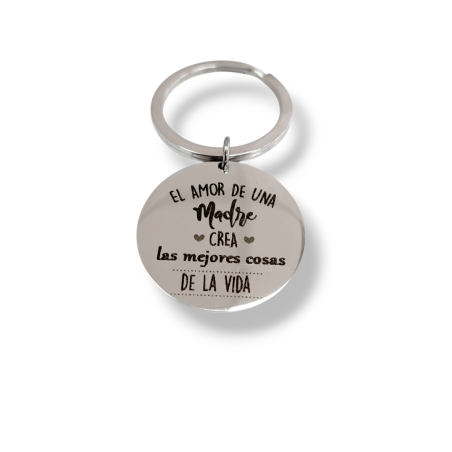 Llavero de Mamá con Mensaje en Acero Plateado Hipoalergénico 316l