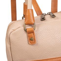 Mochila de Rafia y Polipiel Beige y Apricot – Estilo y Elegancia