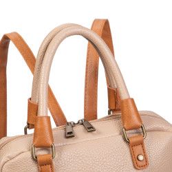 Mochila de Rafia y Polipiel Beige y Apricot – Estilo y Elegancia