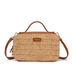 Bolso Bandolera de Rafia y Polipiel – Estilo y Elegancia