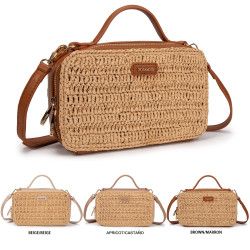 Bolso Bandolera de Rafia y Polipiel – Estilo y Elegancia