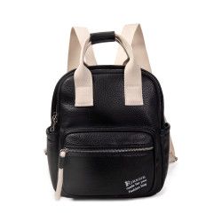Mochila de Polipiel Negro, Apricot y Kaki | Estilo y Elegancia