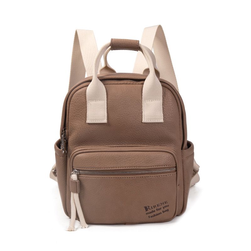 Mochila de Polipiel Negro, Apricot y Kaki | Estilo y Elegancia
