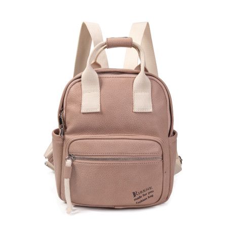 Mochila de Polipiel Negro, Apricot y Kaki | Estilo y Elegancia