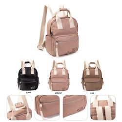 Mochila de Polipiel Negro, Apricot y Kaki | Estilo y Elegancia