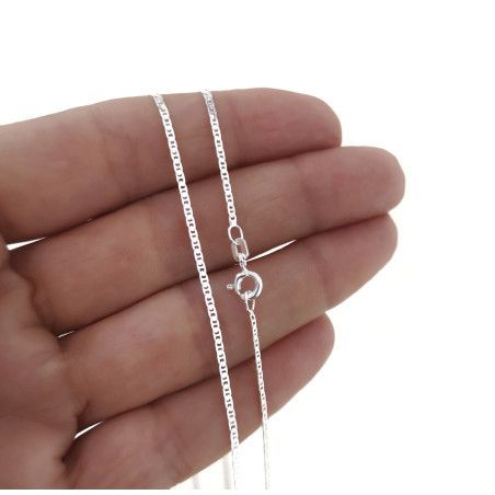 Cadena 50cm Marina Martilleada de Cuadrados en Plata de Ley 925mls