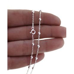 Cadena 60cm Forzada Combinada de Bolitas en Plata de Ley 925mls