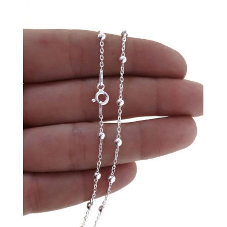 Cadena 60cm Forzada Combinada de Bolitas en Plata de Ley 925mls