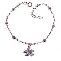 Pulsera de Bolas con Estrella  de Mar en Plata de Ley 925mls