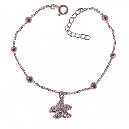 Pulsera de Bolas con Estrella  de Mar en Plata de Ley 925mls