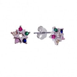 Pendiente de Estrella con Circonita Multicolor en Plata de Ley 925mls