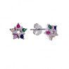 Pendiente de Estrella con Circonita Multicolor en Plata de Ley 925mls