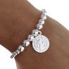 Pulsera Bolas con San Benito Doble Cara en Plata de Ley 925mls