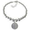 Pulsera Bolas con San Benito Doble Cara en Plata de Ley 925mls