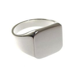 Sello de Caballero Cuadrado Liso en Plata de Ley 925mls