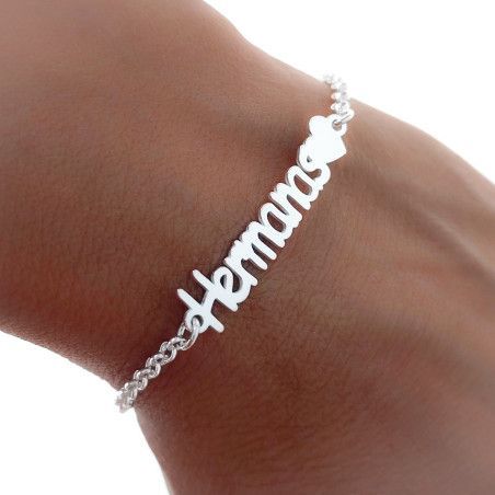 Pulsera de Hermanas con Corazón en Plata de Ley 925mls