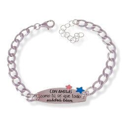 Pulsera de Amigas con Mensaje en Plata de Ley 925mls