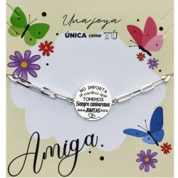 Pulsera de Amigas con Mensaje en Plata de Ley 925mls