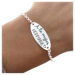 Pulsera de Hermana con Mensaje en Plata de Ley 925mls