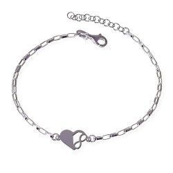 Pulsera de Corazón con Infinito M/Calado en Plata de Ley 925mls