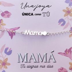 Pulsera de Mamá con Corazón en Plata de Ley 925mls