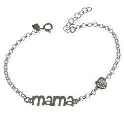 Pulsera de Mamá con Circonita en forma de Corazón en Plata de Ley 925