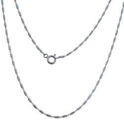 Cadena 40cm Forzada Combinada con Tramos Tallados en Plata de Ley 925