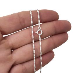 Cadena 45cm Forzada Combinada con Tramos Tallados en Plata de Ley 925