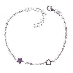 Pulsera de Estrellas Lisas y Caladas en Plata de Ley 925mls