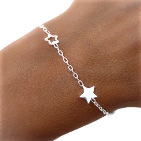 Pulsera de Estrellas Lisas y Caladas en Plata de Ley 925mls