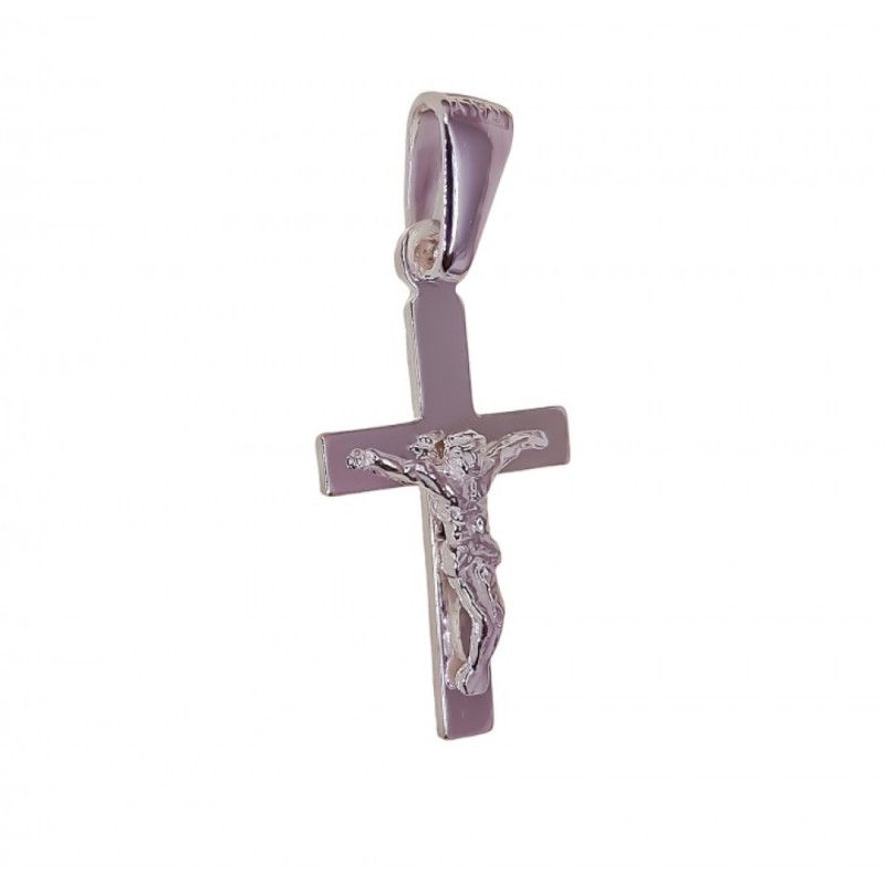 Colgante de Cruz Con Cristo Lisa en Plata de Ley 925mls