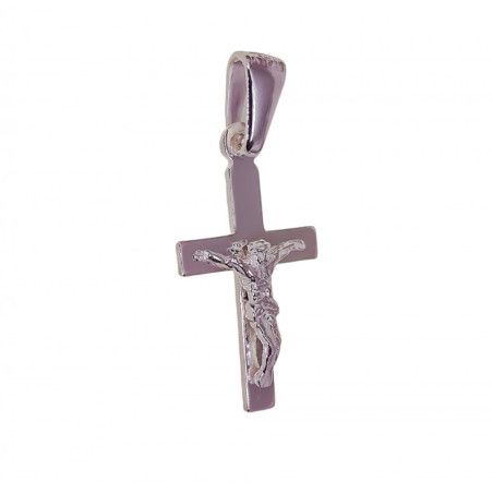 Colgante de Cruz Con Cristo Lisa en Plata de Ley 925mls