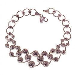 Pulsera de Bolas Aumento con Asas Planas Triple en Plata de Ley 925mls