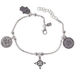 Pulsera de Amuletos Protectores en Plata de Ley 925mls