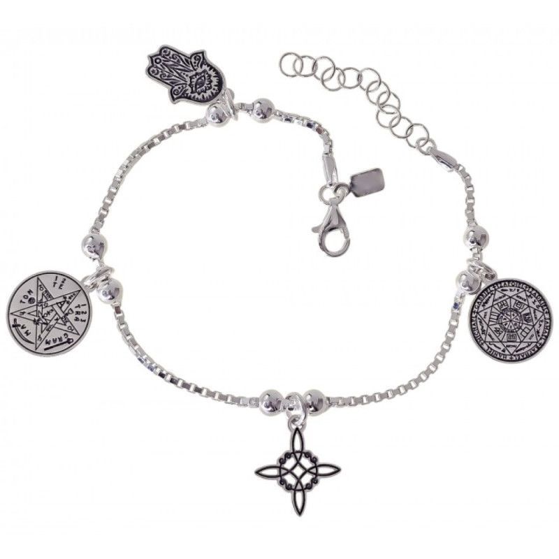 Pulsera de Amuletos Protectores en Plata de Ley 925mls