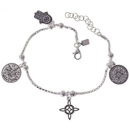 Pulsera de Amuletos Protectores en Plata de Ley 925mls