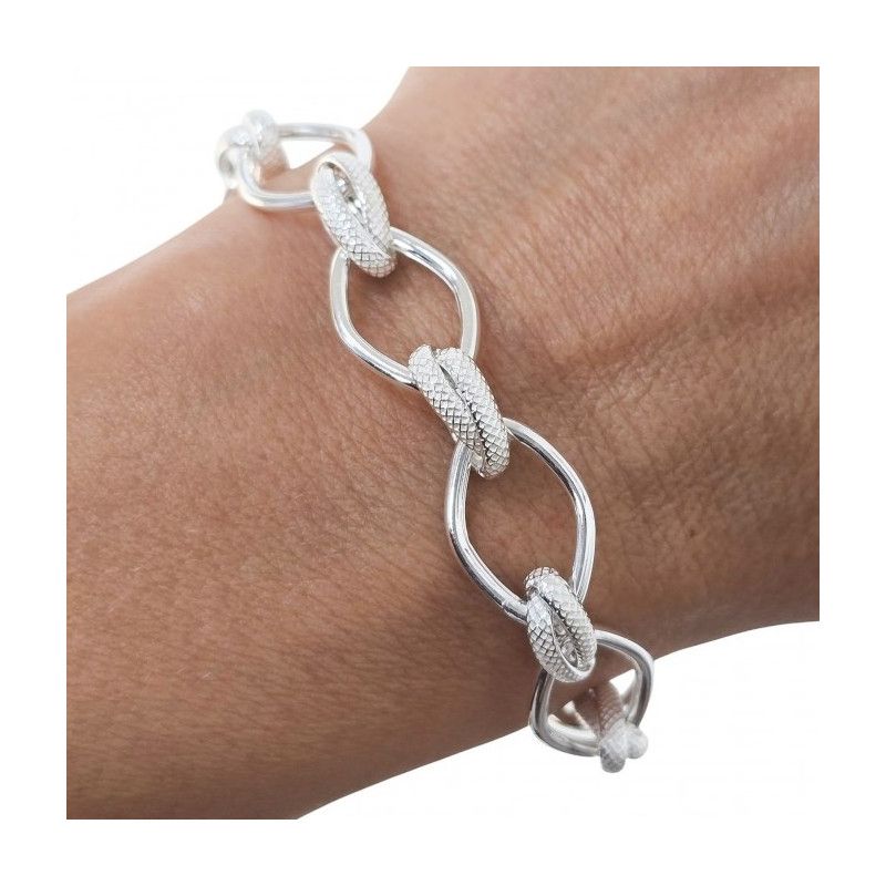 Pulsera Asas Huecas Entrelazadas en Plata de Ley 925mls