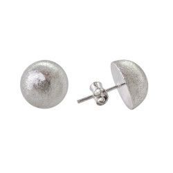 Pendiente de Media Bola Plata Mate de 12mm en Plata de Ley 925mls